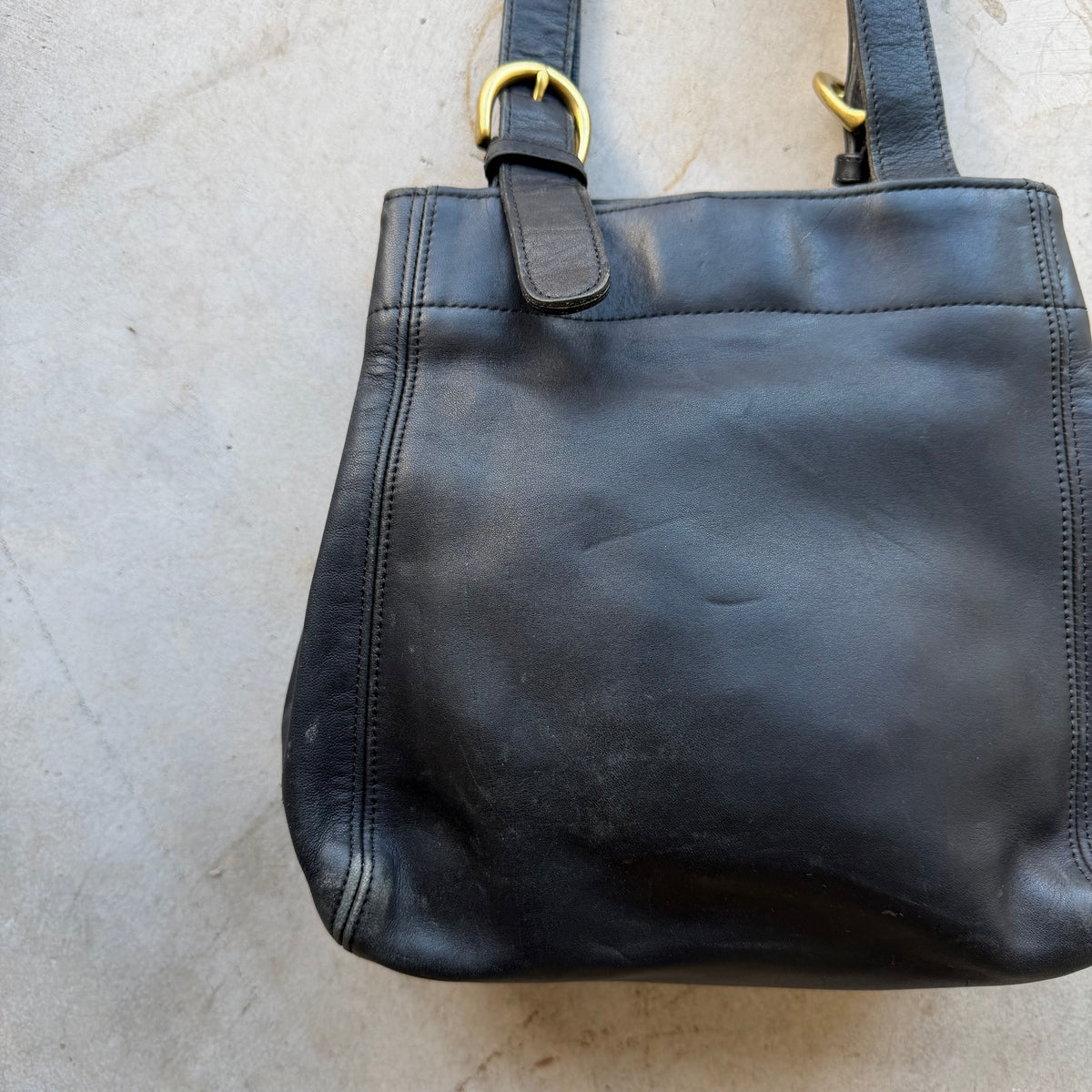 Vintage Coach Soho Waverly Buckle Black Leather Shoulder Bag