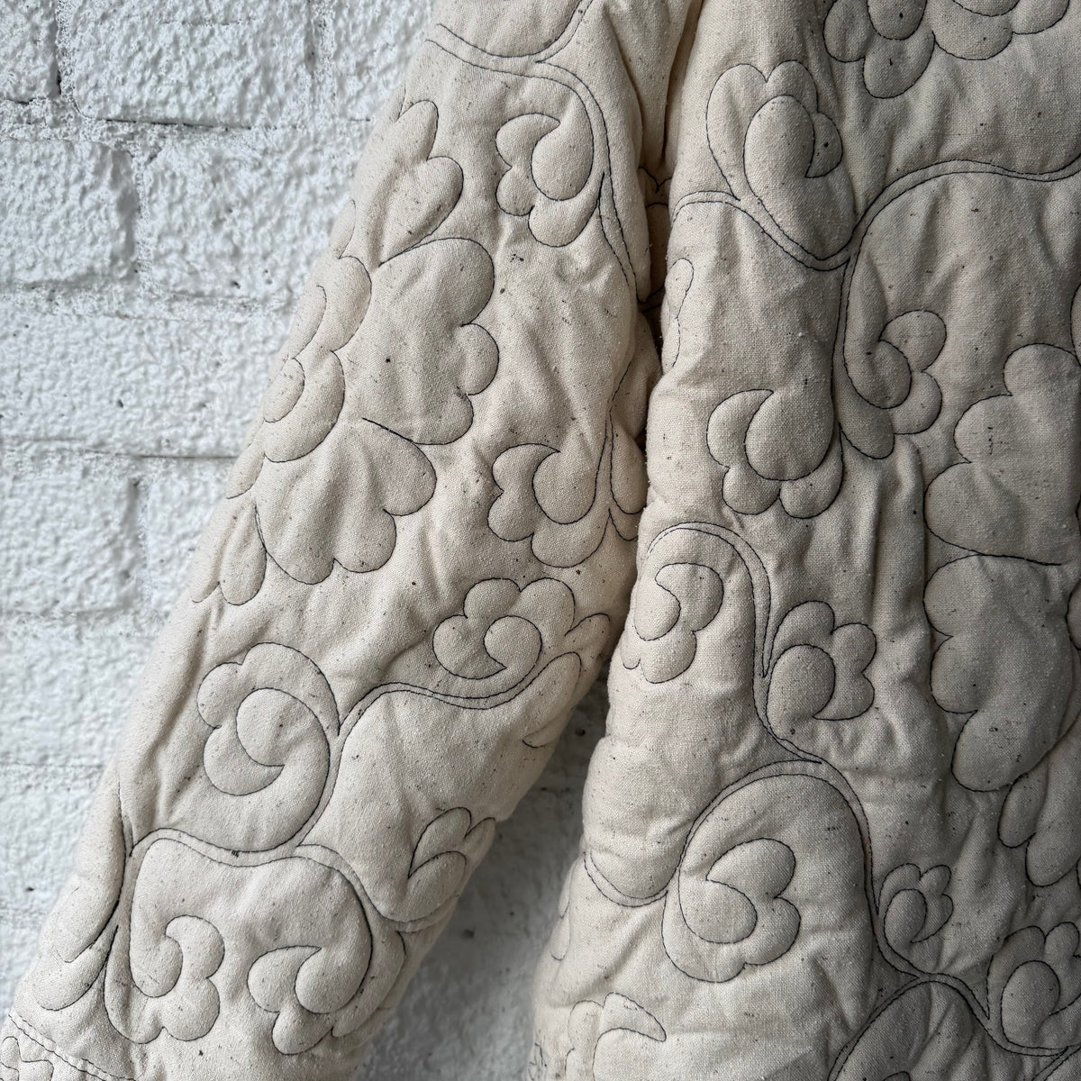 Vintage Quilted Floral Embroidered Frog Button Jacket