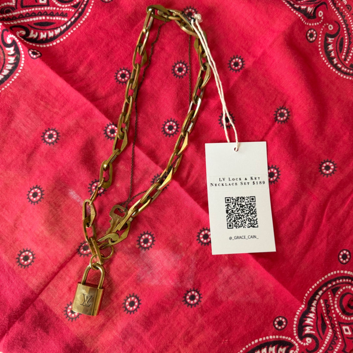 Grace & Cain LV Lock & Key necklace set