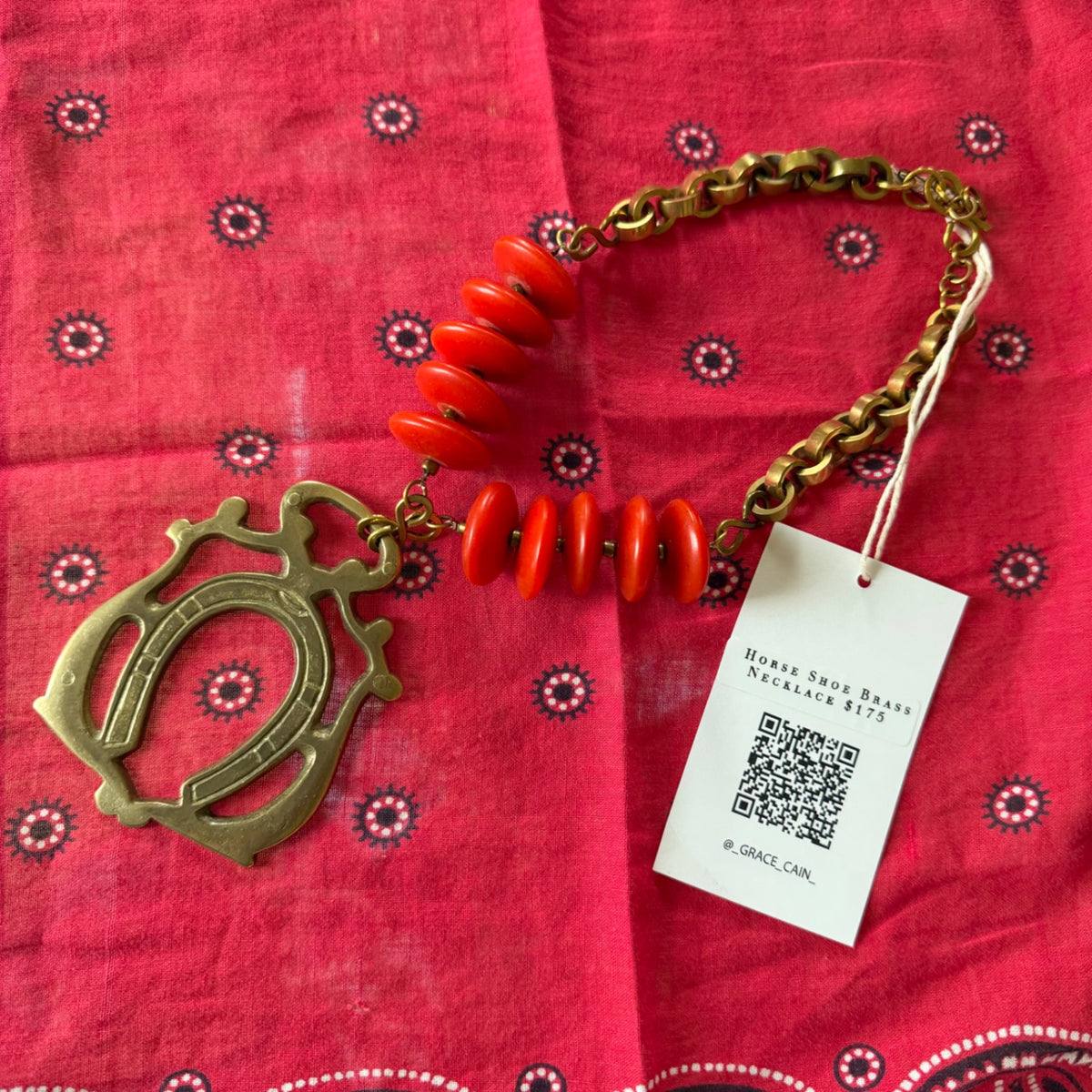 Grace & Cain Horse Shoe Brass Necklace 