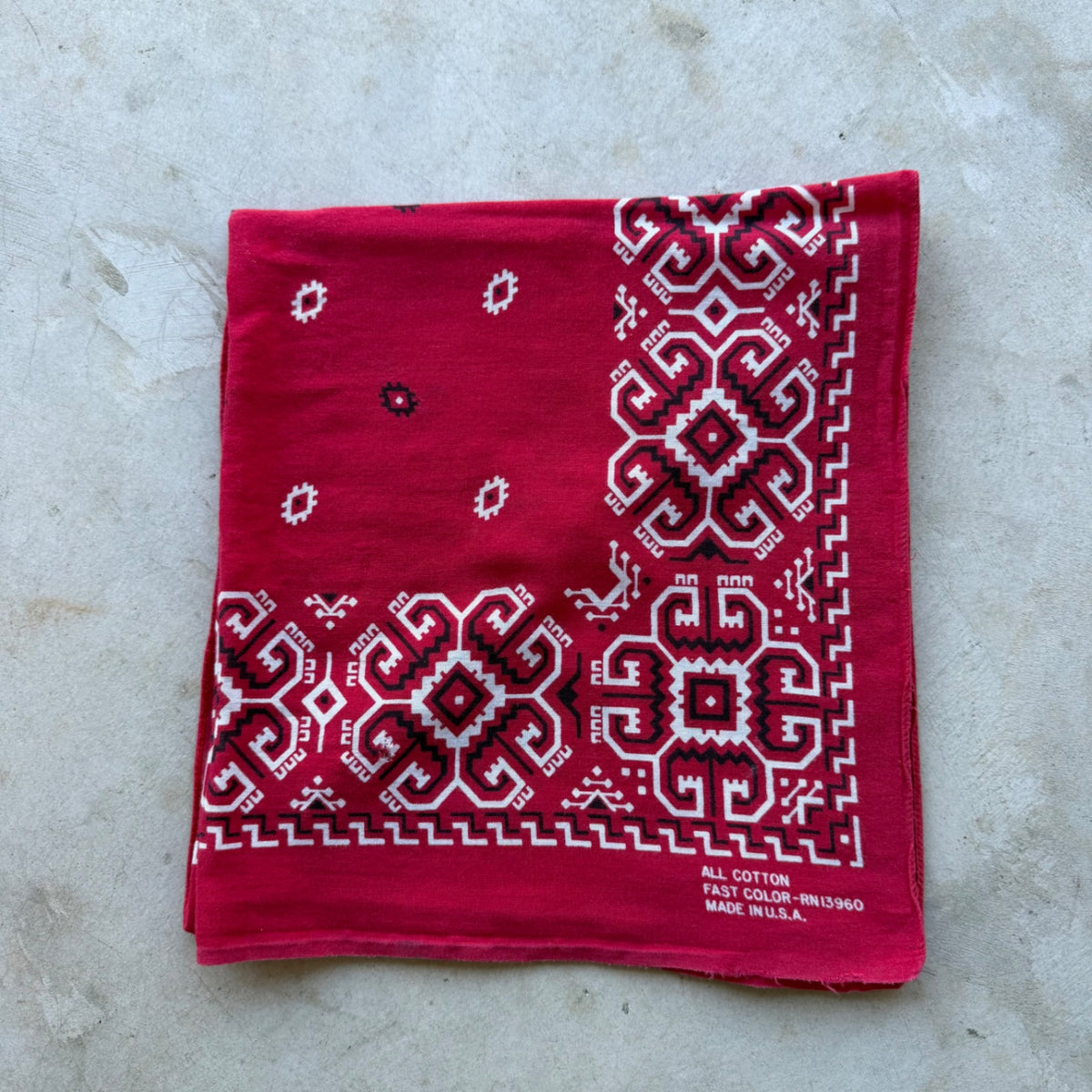 1980s Selvedge Bandana Red