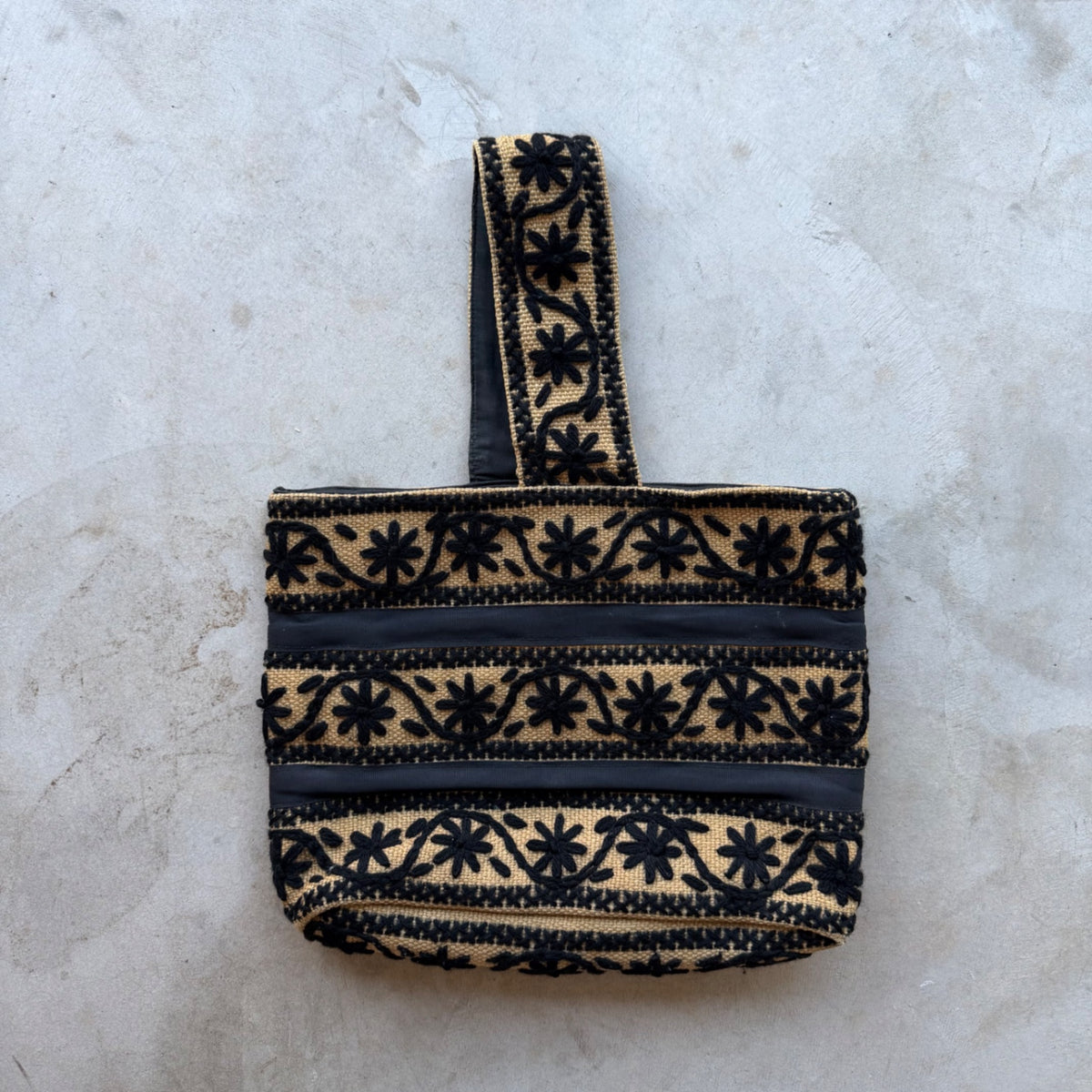 Vintage Black Woven Elbow Handbag