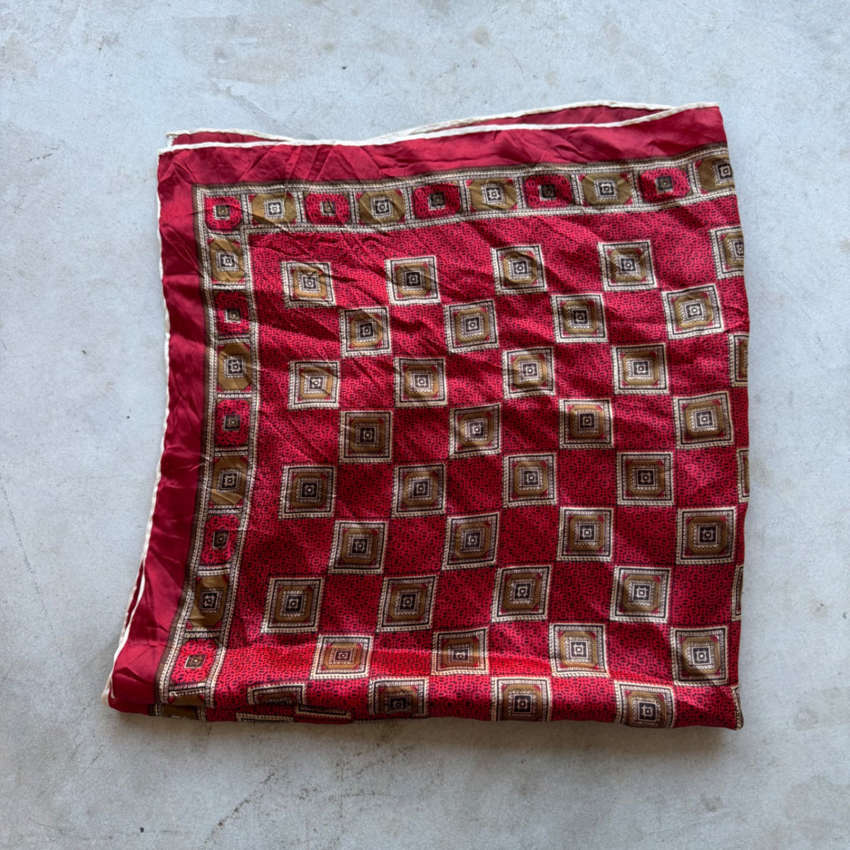 Vintage 1990s Silk Scarf Red