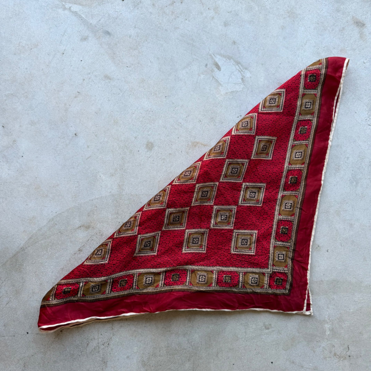 Vintage 1990s Silk Scarf Red