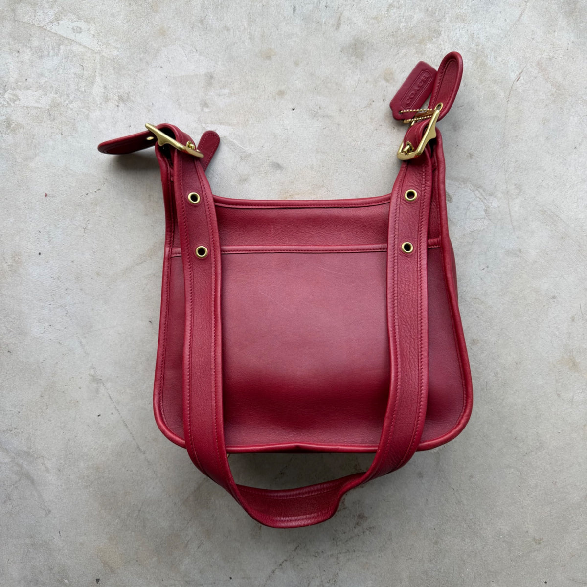Vintage Coach Red Leather Legacy Zip Shoulder Bag 9966 