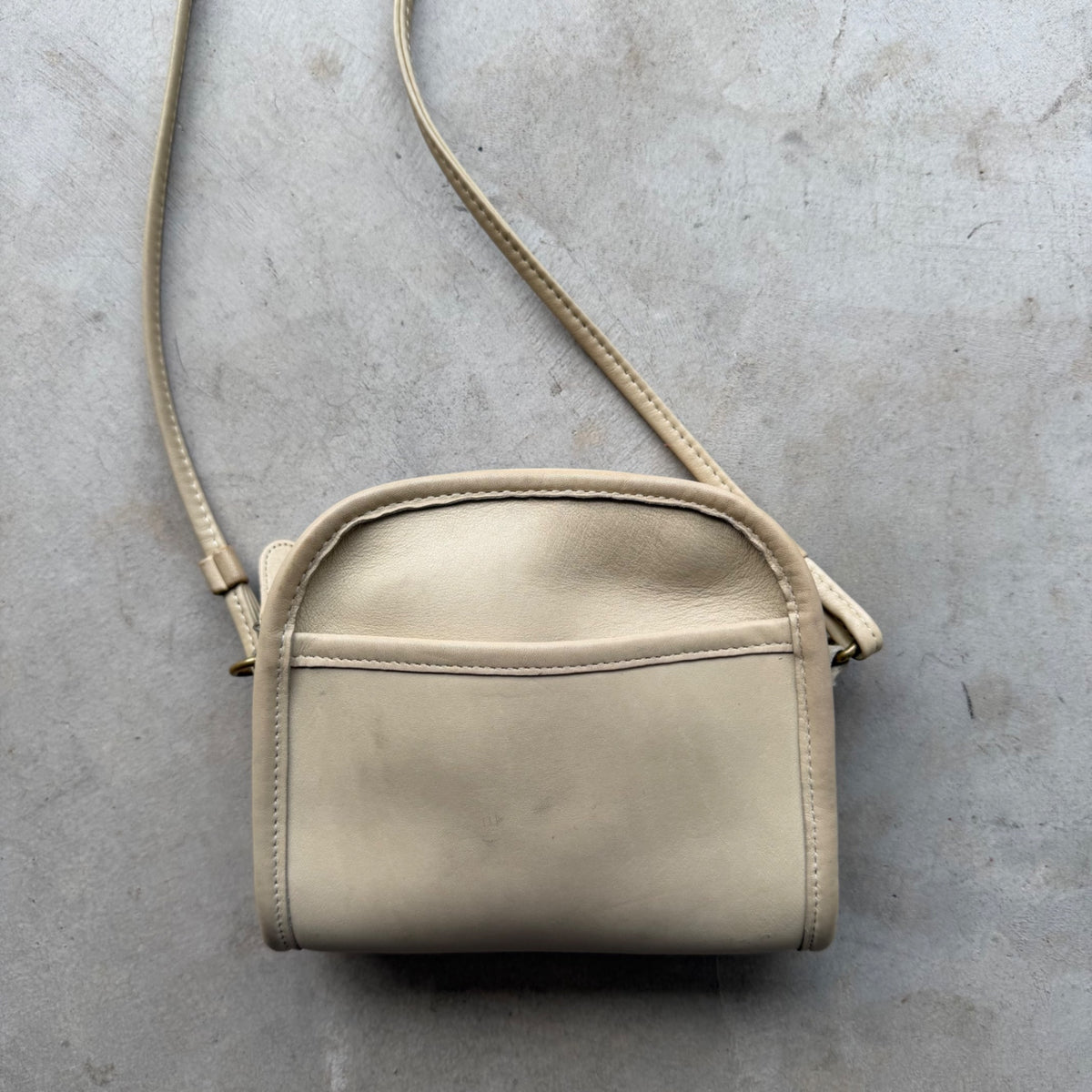 Vintage Coach Abbie Zip Crossbody Bag Bone Leather Shoulder Bag