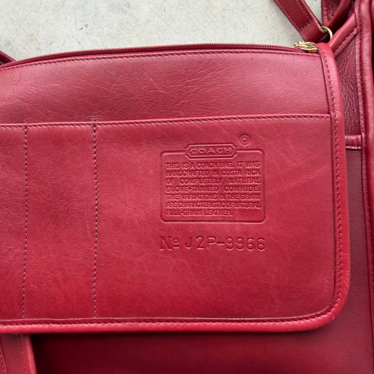 Vintage Coach Red Leather Legacy Zip Shoulder Bag 9966 