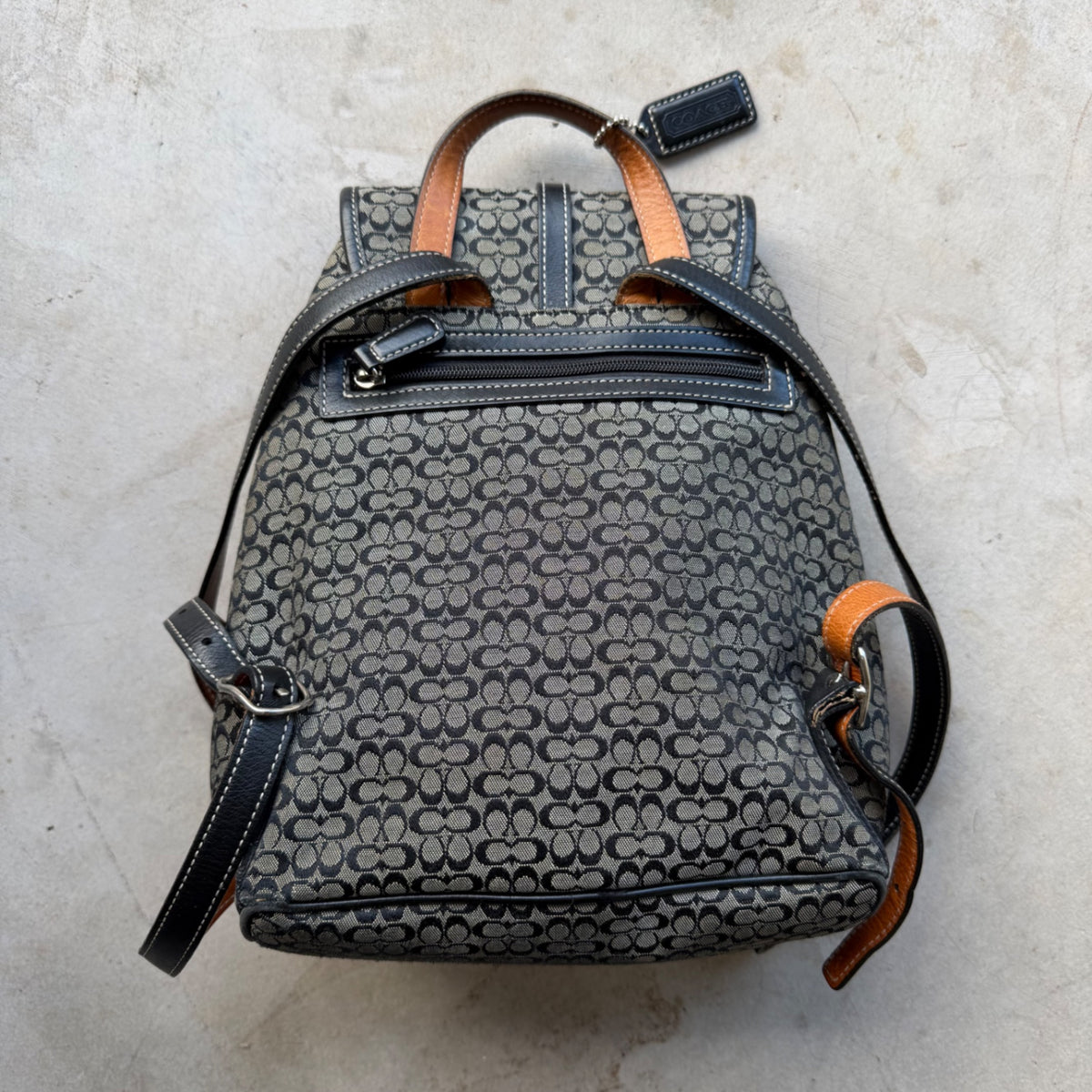 Coach Legacy Signature C Jacquard Backpack Black Grey Leather 6342
