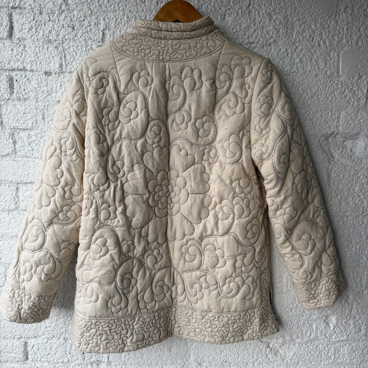 Vintage Quilted Floral Embroidered Frog Button Jacket