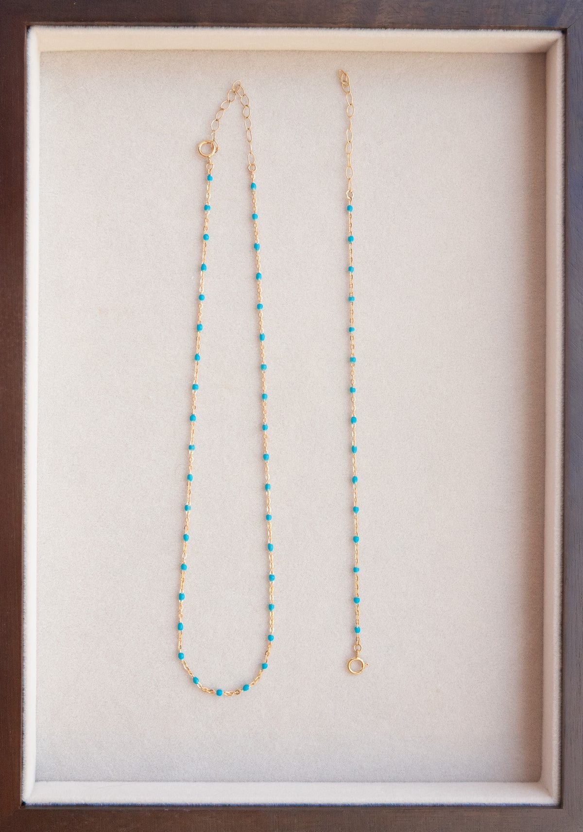 Ford & Fossil Blue Dot Necklace 16”
