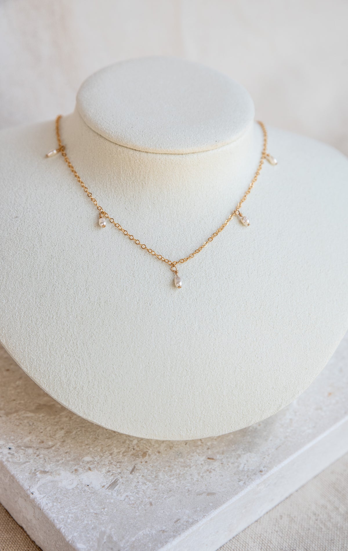 Ford & Fossil Pearl Droplet Necklace