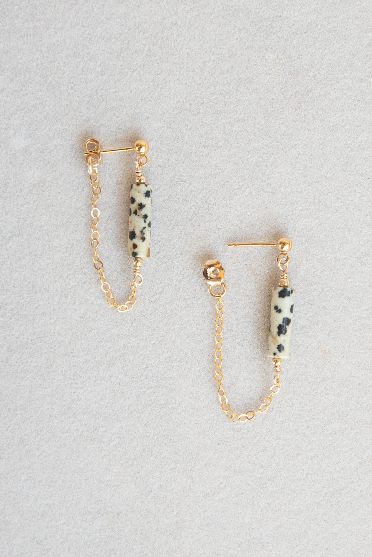 Ford & Fossil Dalmatian Jasper Drop Earrings