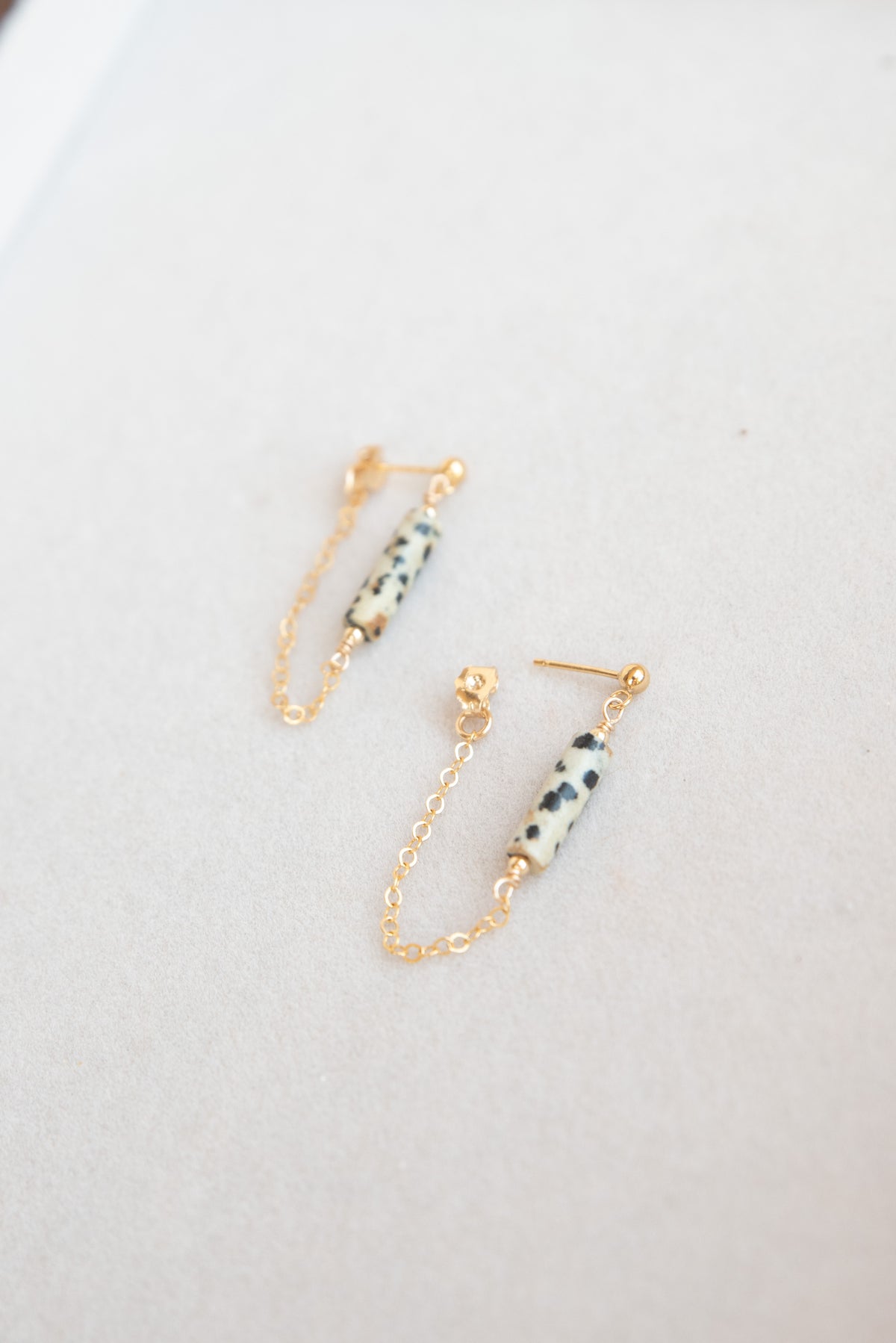 Ford & Fossil Dalmatian Jasper Drop Earrings