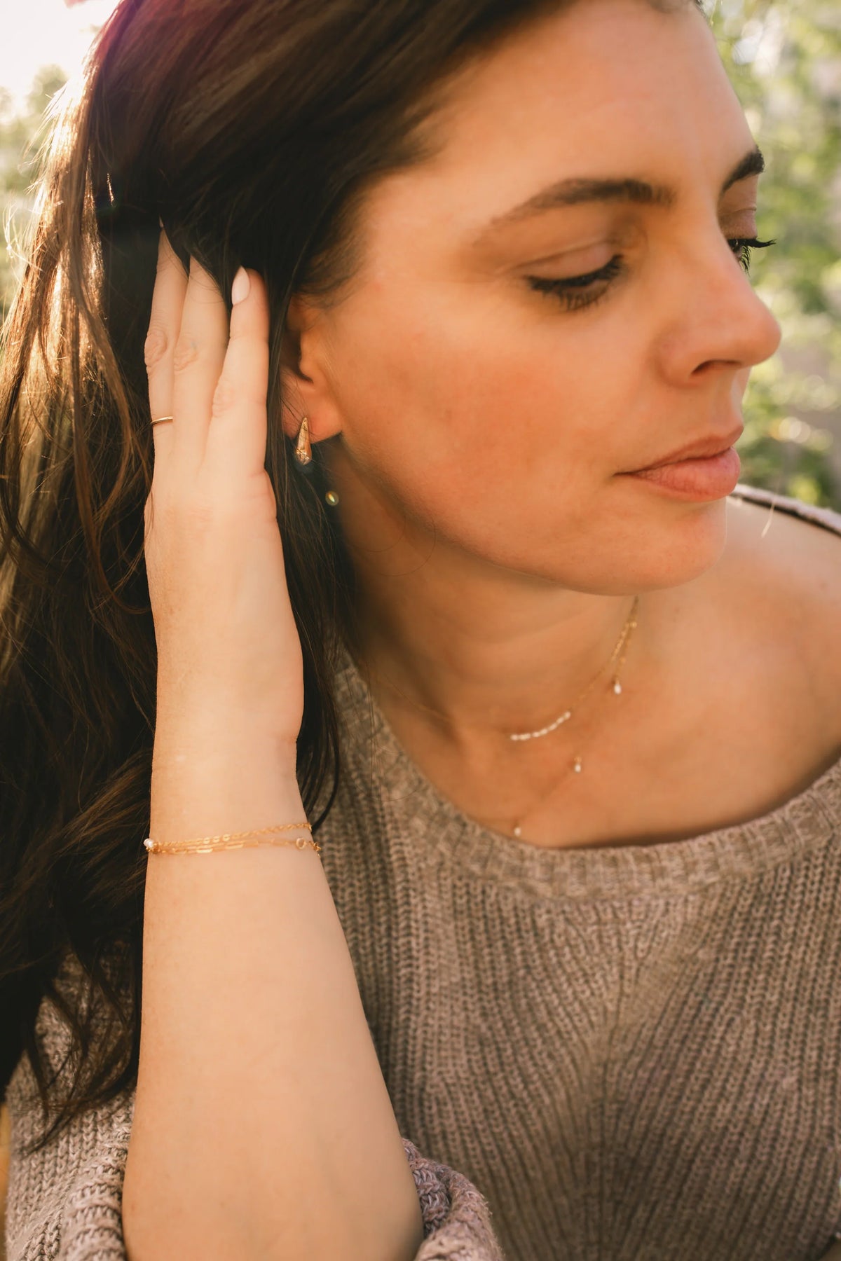 Ford & Fossil Pearl Droplet Necklace