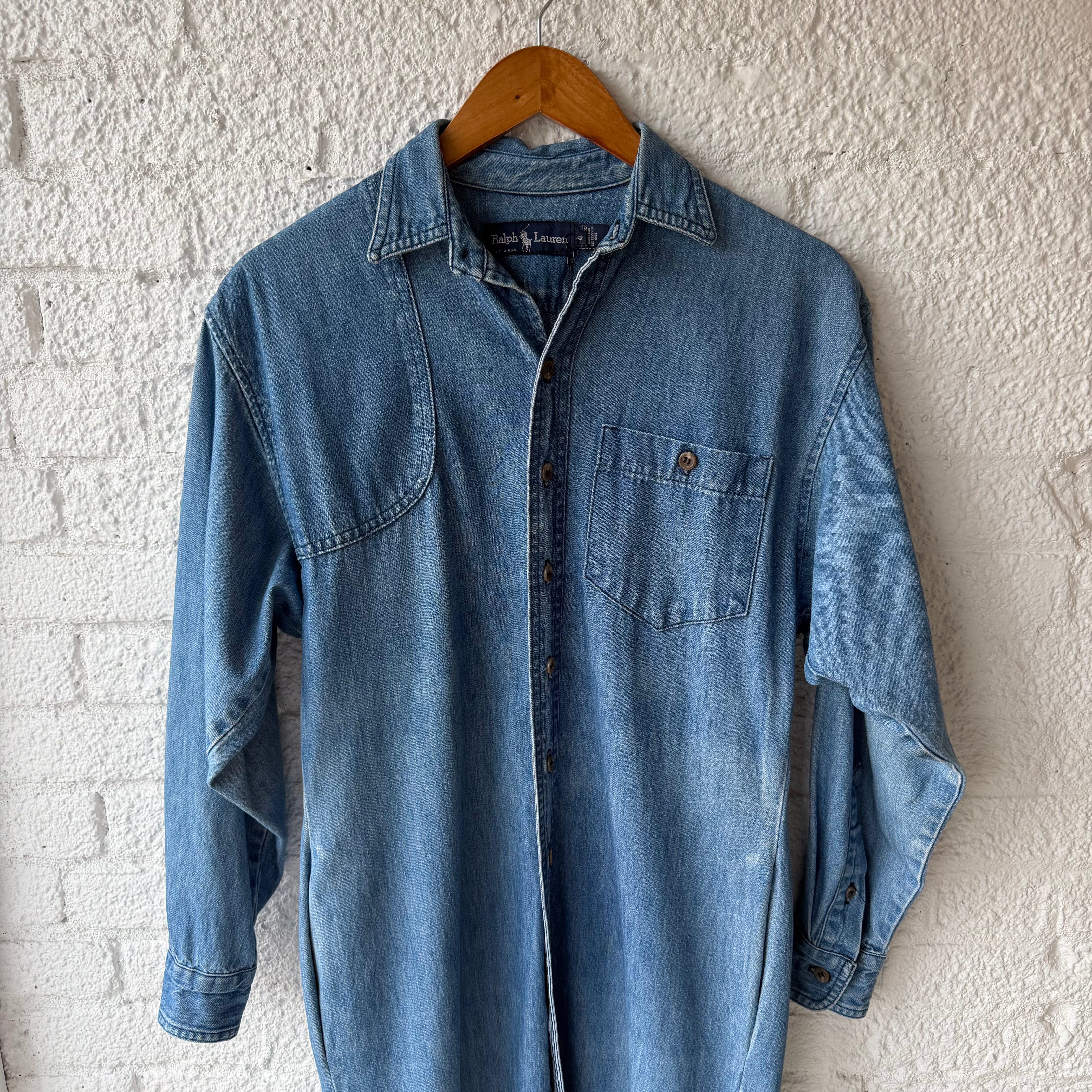 Ralph Lauren Denim Maxi Shirt Dress with Long Sleeves