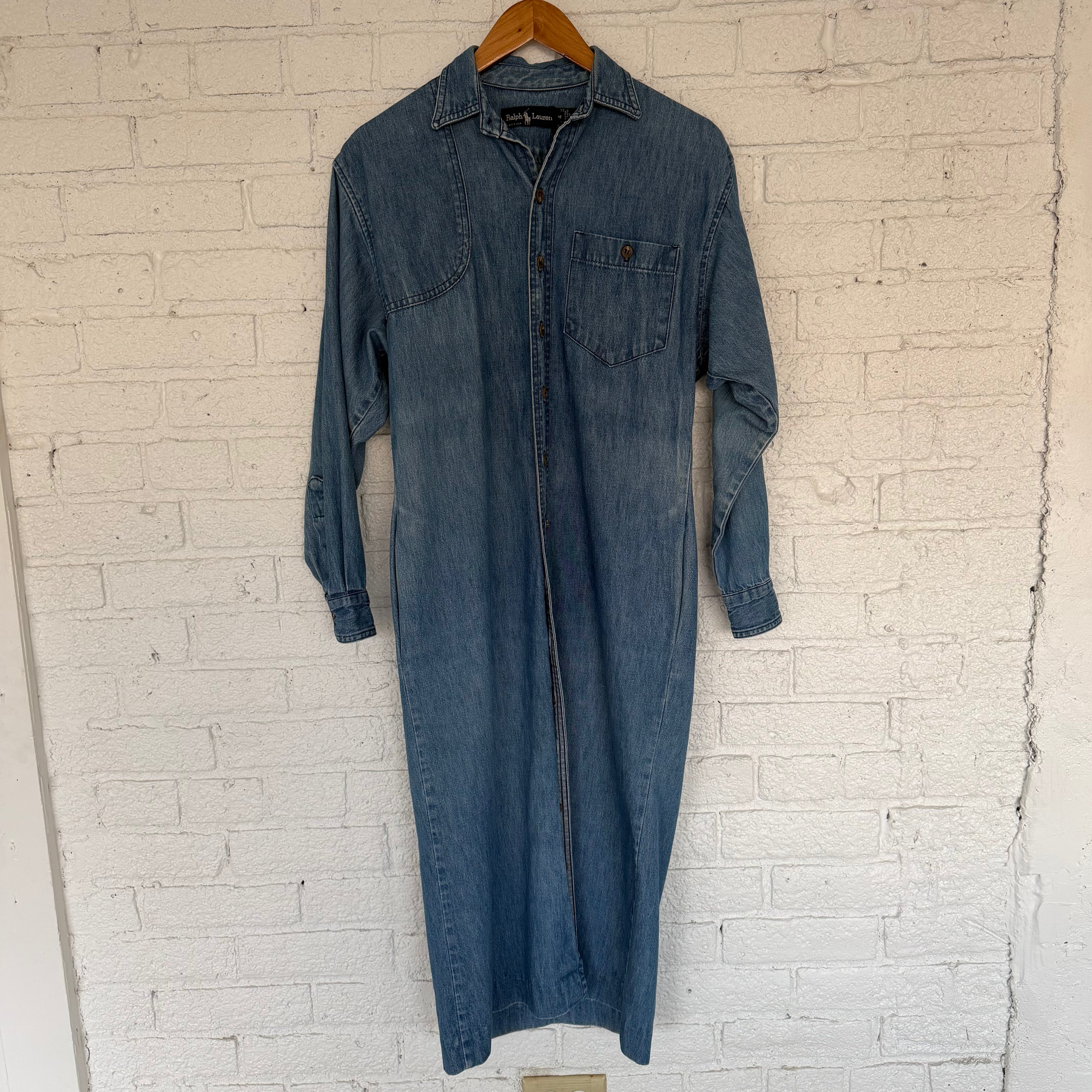 Ralph Lauren Denim Maxi Shirt Dress with Long Sleeves